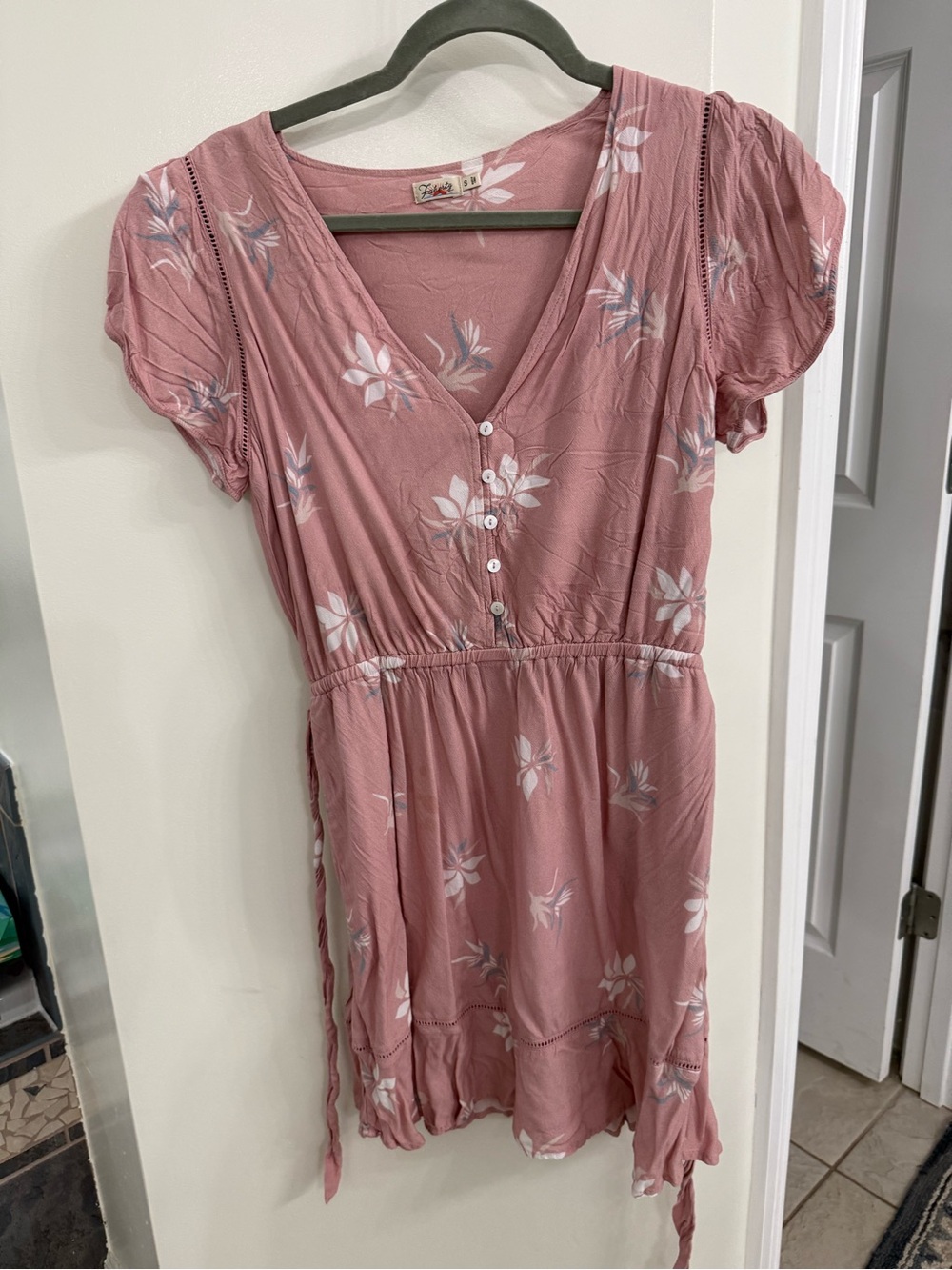 Faherty Dusty Rose Floral Button-Front Mini Dress